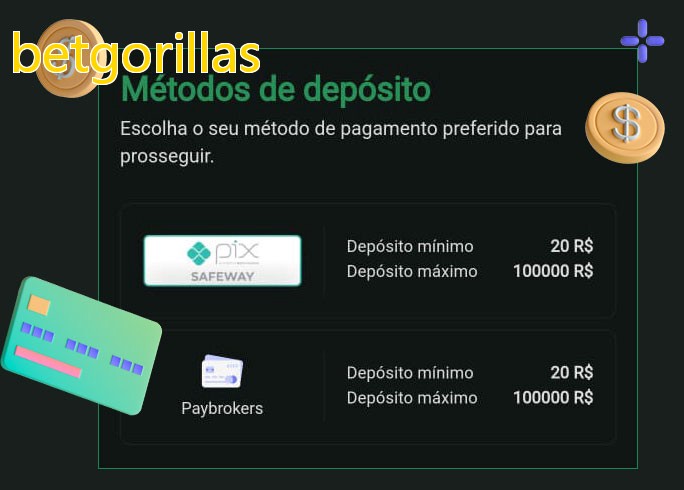 O cassino betgorillasbet oferece uma grande variedade de métodos de pagamento